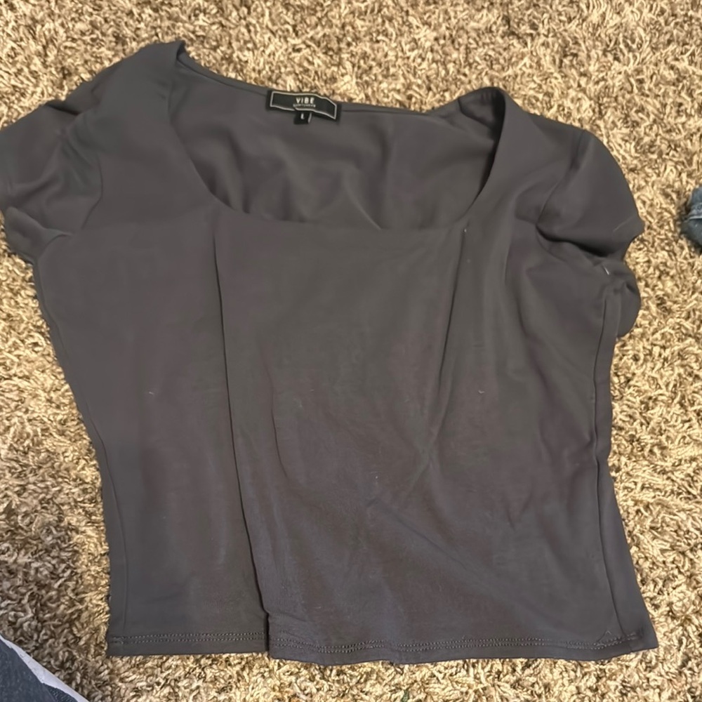Vero Moda Gray Asymmetrical Blouse Short Sleeve